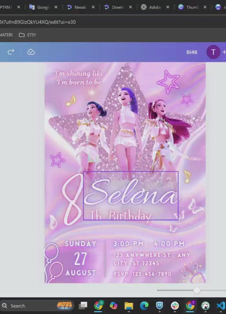 KPop Demon Hunter Birthday Invitation, Kpop Anime Invite, Printable Birthday Card for Kids