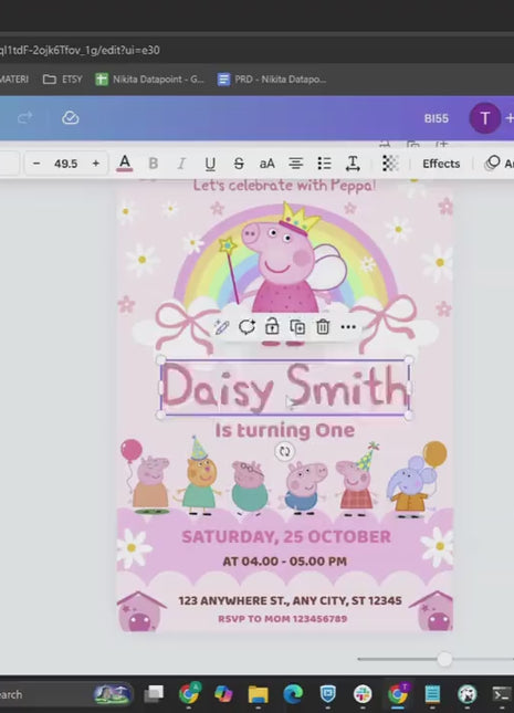 Peppa Pig Birthday Party Invitation – 3 Designs in 1 Pack