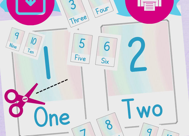 Number Recognition Flashcards 1–10 • Preschool Math Learning • Number & Word Cards • Printable PDF • Instant Download