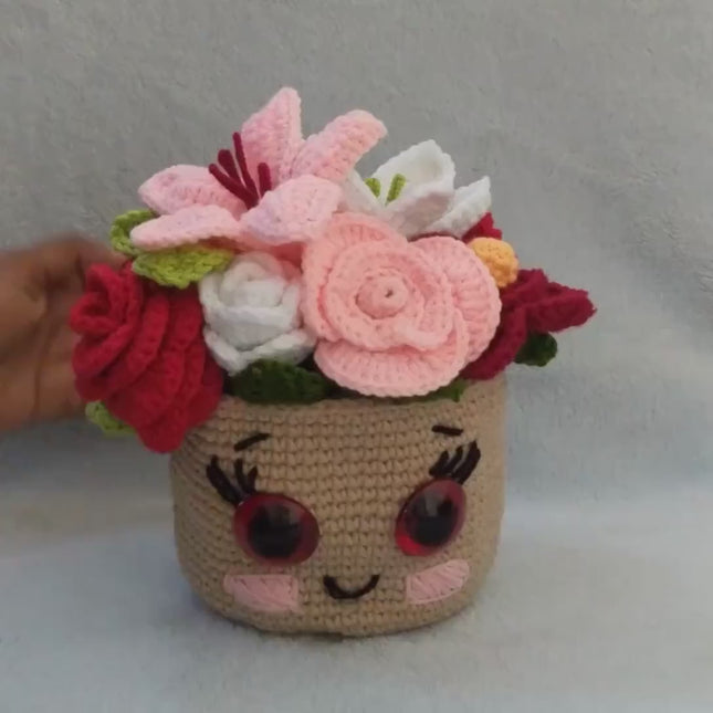Cute Flowers Pot Crochet Pattern PDF | Amigurumi Flower Bouquet | Beginner Crochet Pattern for Mother’s Day & Valentine’s Day