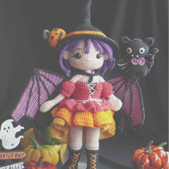 Crochet MORGANA doll pattern, Halloween doll pattern, crochet doll patterns, PDF file in English, French, German, Spanish, Portuguese