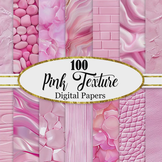 100 Pink Digital Papers Seamless Pink Texture Background Bundle
