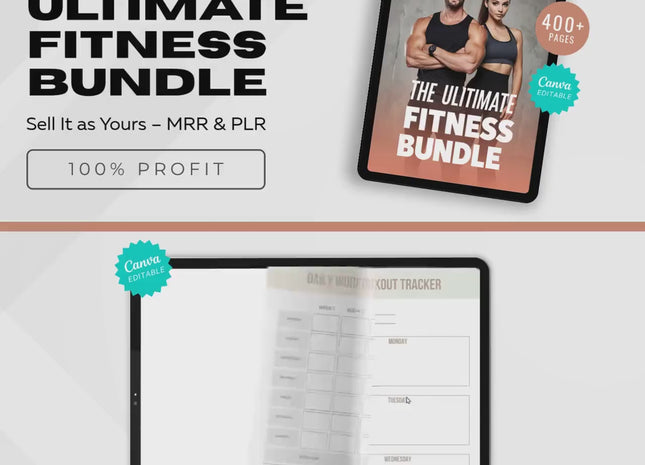 Editable Fitness PLR and MRR Bundle: Planners, Journals, Recipes