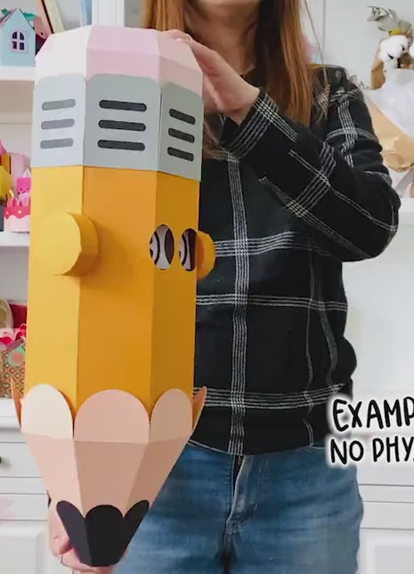 Interactive Groovy Big Pencil Paper Craft SVG Template for Cricut