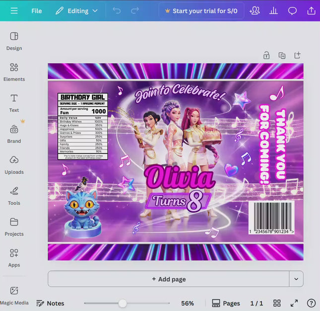 Editable Kpop Demon Hunters Party Bundle Printable Birthday Kit Download