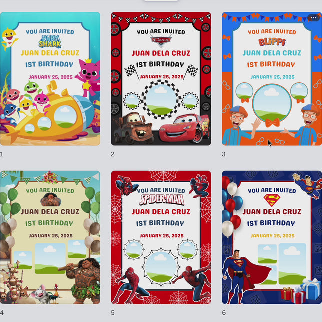 Editable Canva Birthday Invitation Templates Bundle — 60+ Designs