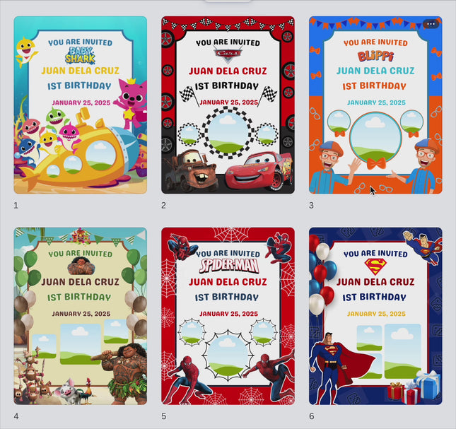 Editable Canva Birthday Invitation Templates Bundle — 60+ Designs