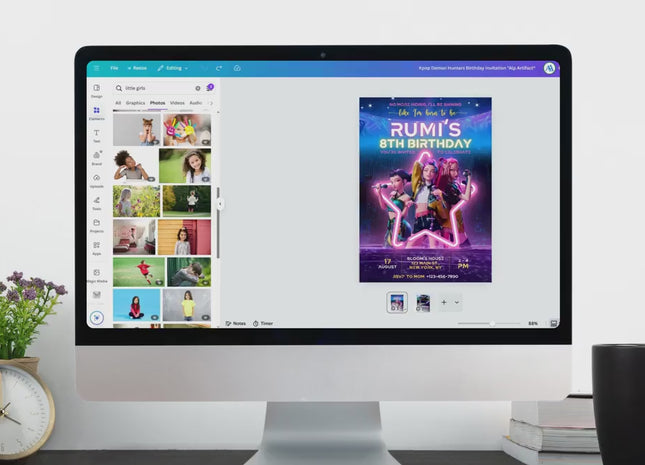 Editable KPop Demon Hunter Birthday Invitation Template, Huntrix Birthday Digital Invites, Custom K-pop Theme Birthday Card, Canva Template