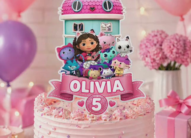 Gabby Dollhouse Canva Editable Printable Cake Topper SVG PNG