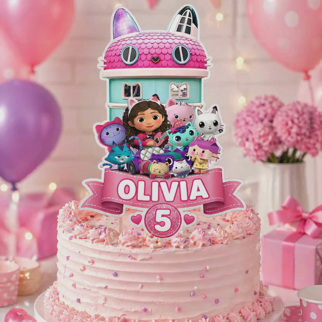 Gabby Dollhouse Canva Editable Printable Cake Topper SVG PNG