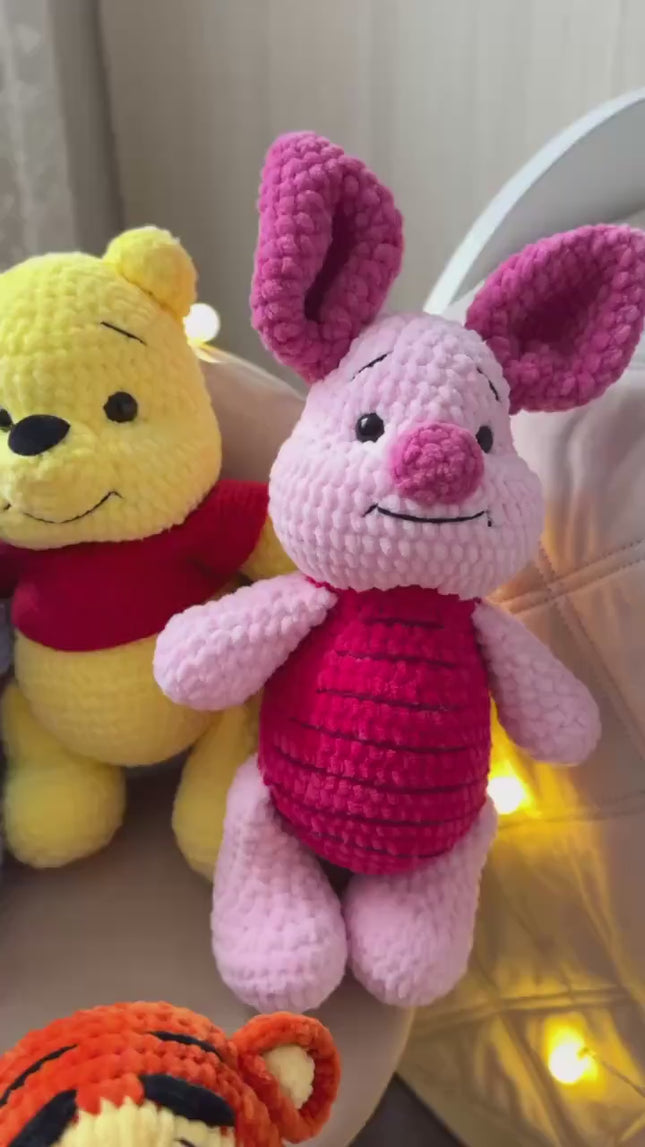 5 in 1 Winnie the Pooh, Piglet, Donkey, Tiger and Little Roo Crochet Pattern- Amigurumi Crochet Pattern- Animal Toy Crochet- Pattern English