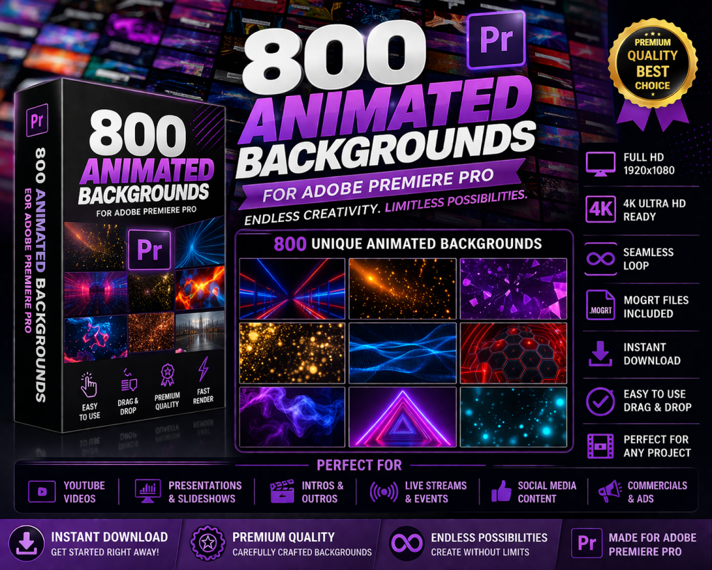 800 Adobe Premiere Pro Animated Backgrounds - Crafty Temps